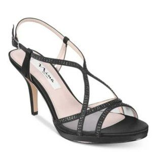 Never Worn Nina Blossom Strappy Embellished Black High Heel Sandal Size 8